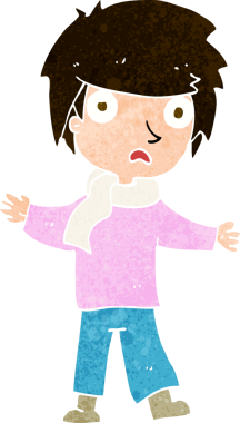 Bir insan tarafından çizilmiş mutsuz çocuk çizgi filmi.