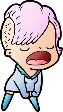 Bir insan tarafından çizilmiş havalı hippi kız çizgi filmi.