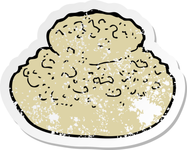 Bir insan tarafından çizilmiş karikatür ekmeğinin geriletilmiş yapıştırması.