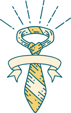 Bir insan tarafından çizilmiş dövme tarzı ofis kravatlı parşömen.