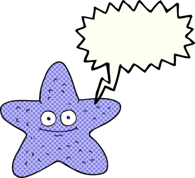 Bir insan tarafından çizilmiş serbest çizilmiş çizgi roman konuşma balonu denizyıldızı.