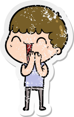 Bir insan tarafından çizilmiş mutlu bir adamın sıkıntılı çıkartması.