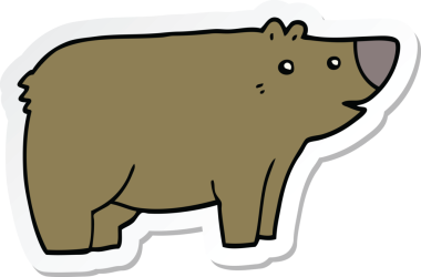 Bir insan tarafından çizilmiş çizgi film ayısının çıkartması.