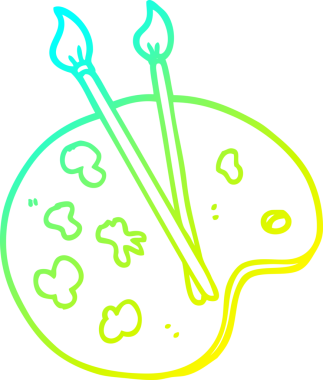 Bir insan tarafından çizilmiş bir karikatür paletinin soğuk gradyan çizimi