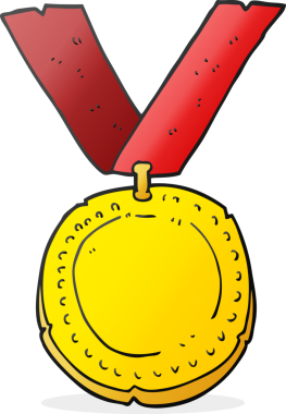 Bir insan tarafından çizilmiş serbest çizgi film madalyası.