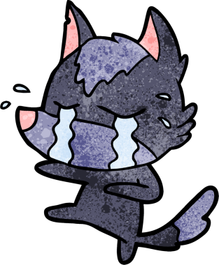 Bir insan tarafından çizilmiş ağlayan kurt çizgi filmi.