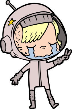 Bir insan tarafından çizilmiş ağlayan astronot kız.