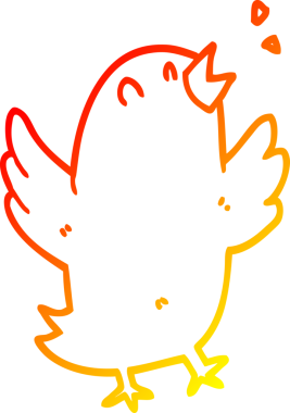 Bir insan tarafından çizilmiş çizgi film kuşunun sıcak çizgi çizimi