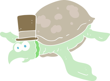 Bir insan tarafından çizilen düz renkli kaplumbağa çizimi