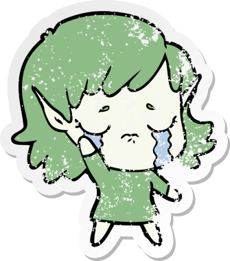 Bir insan tarafından çizilmiş, ağlayan bir elf kızı.