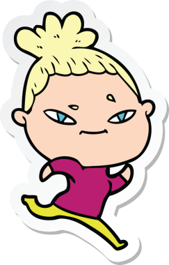 Bir insan tarafından çizilmiş bir karikatür kadının çıkartması.