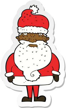 Bir insan tarafından çizilmiş Noel Baba çizgi filminin çıkartması.