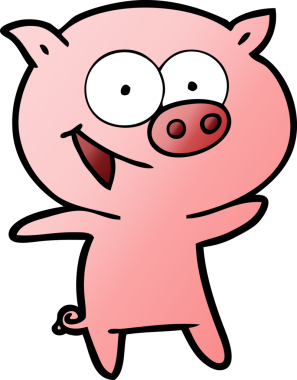 Bir insan tarafından çizilmiş neşeli domuz çizgi filmi.