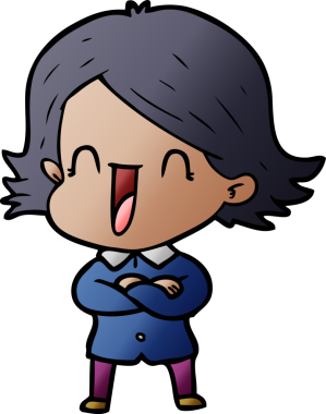 Bir insan tarafından çizilmiş gülen kadın çizgi filmi.