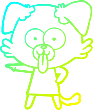 Bir insan tarafından çizilmiş dilli çizgi film köpeği çizimi.