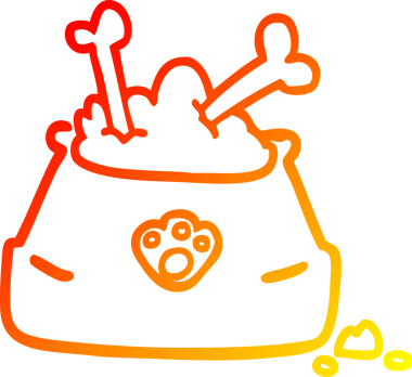 Bir insan tarafından çizilmiş çizgi film evcil hayvan kasesinin sıcak çizgi çizimi