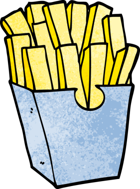 Bir insan tarafından çizilmiş karikatür kızartmaları.