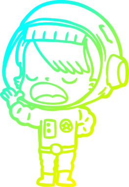 Bir insan tarafından çizilmiş bir karikatür astronot kadın çizimi.