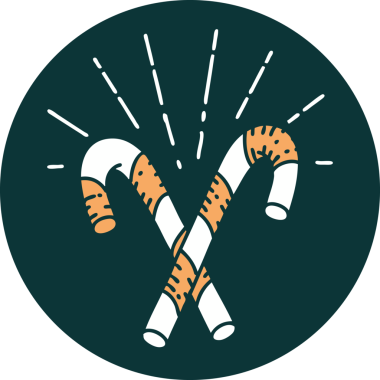 Bir insan tarafından çizilmiş dövme stili şeker kamışlarının simgesi