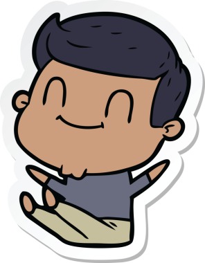 Bir insan tarafından çizilmiş, karikatür dostu bir adamın çıkartması.