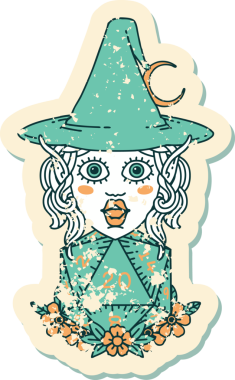 Retro Dövme Biçimli elf karakteri Bir insan tarafından çizilmiş doğal yirmi zar atışıyla