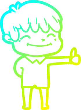 Bir çizgi film karakteri çizen soğuk çizgi bir insan tarafından çizilmiş mutlu çocuk.