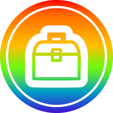 bir insan tarafından çizilen gökkuşağı gradyan bitiş ile araç kutusu dairesel simgesi