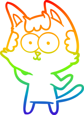 gökkuşağı gradyan çizimi mutlu çizgi film kedisi bir insan tarafından çizildi