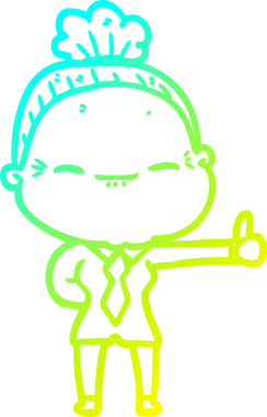 Bir insan tarafından çizilmiş barışçıl, yaşlı bir kadının soğuk çizgi çizimi.