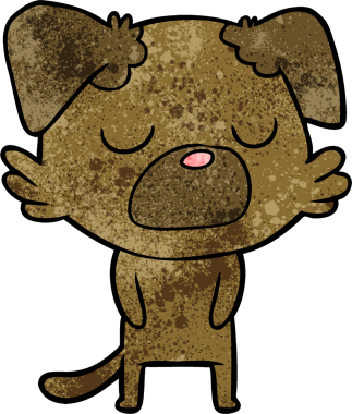 Bir insan tarafından çizilmiş çizgi film köpeği.