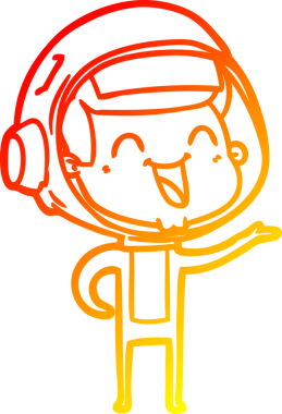 Bir insan tarafından çizilmiş mutlu bir astronotun sıcak çizgi çizimi