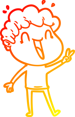 Bir insan tarafından çizilmiş gülen mutlu bir adamın çizgi film çizimi.