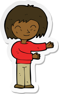 Bir insan tarafından çizilmiş bir karikatür kadın jestinin çıkartması.