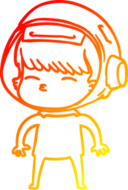 Bir insan tarafından çizilen çizgi film meraklısı astronotun sıcak gradyan çizimi