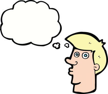 Bir insan tarafından çizilmiş düşünce baloncuğu olan kafası karışmış bir adam.