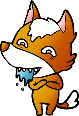 Bir insan tarafından çizilmiş tilki çizgi film karakteri