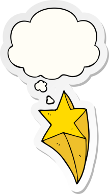 Düşünce baloncuğu olan bir çizgi film yıldızı insan tarafından çizilmiş bir çıkartma.