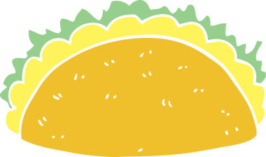 Bir insan tarafından çizilmiş düz renkli taco.