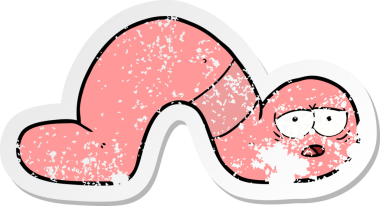 Bir insan tarafından çizilmiş yorgun solucanın sıkıntılı çıkartması.