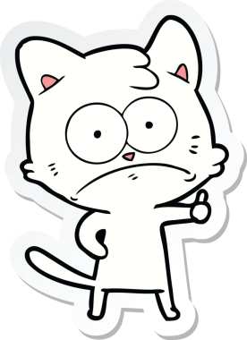 Bir insan tarafından çizilmiş karikatür asabi kedinin çıkartması.