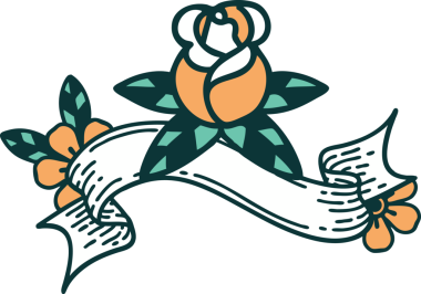 Geleneksel dövme, bir insan tarafından çizilmiş tek bir gül sancağıyla