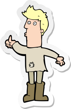 Bir insan tarafından çizilmiş zavallı bir adamın karikatür çıkartması.