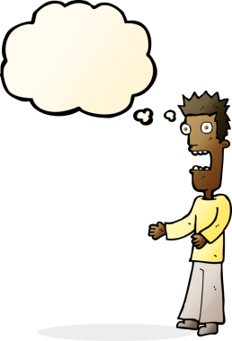 Bir insan tarafından çizilen düşünce baloncuğuyla çılgına dönen çizgi film adamı.