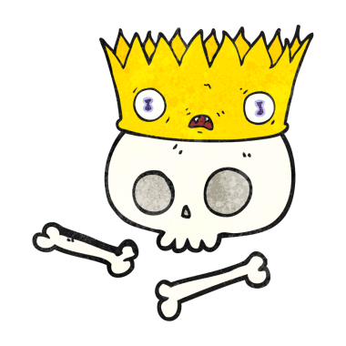 Bir insan tarafından çizilmiş eski kafatası üzerinde el yapımı sihirli karikatür tacı