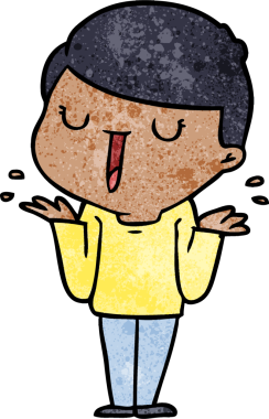 Bir insan tarafından çizilmiş tasasız mutlu çocuk çizgi filmi.