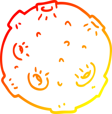 Bir insan tarafından çizilmiş kraterleri olan bir çizgi ayın sıcak gradyan çizimi