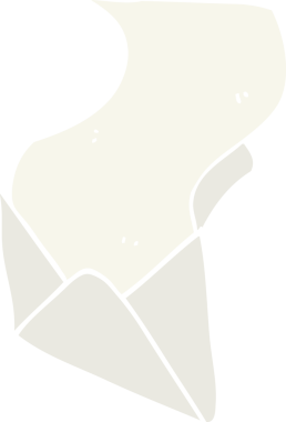 Düz renkli çizgi film harfi ve bir insan tarafından çizilmiş zarf