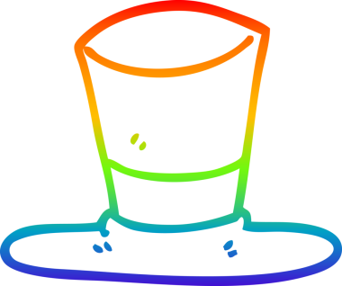 gökkuşağı gradyan çizgi çizimi bir insan tarafından çizilmiş silindir şapka
