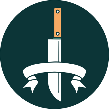 Bir insan tarafından çizilmiş bıçak sancağıyla dövme biçimi simgesi