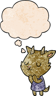 Bir insan tarafından çizilmiş grunge desenli düşünce baloncuklu çizgi film keçisi.